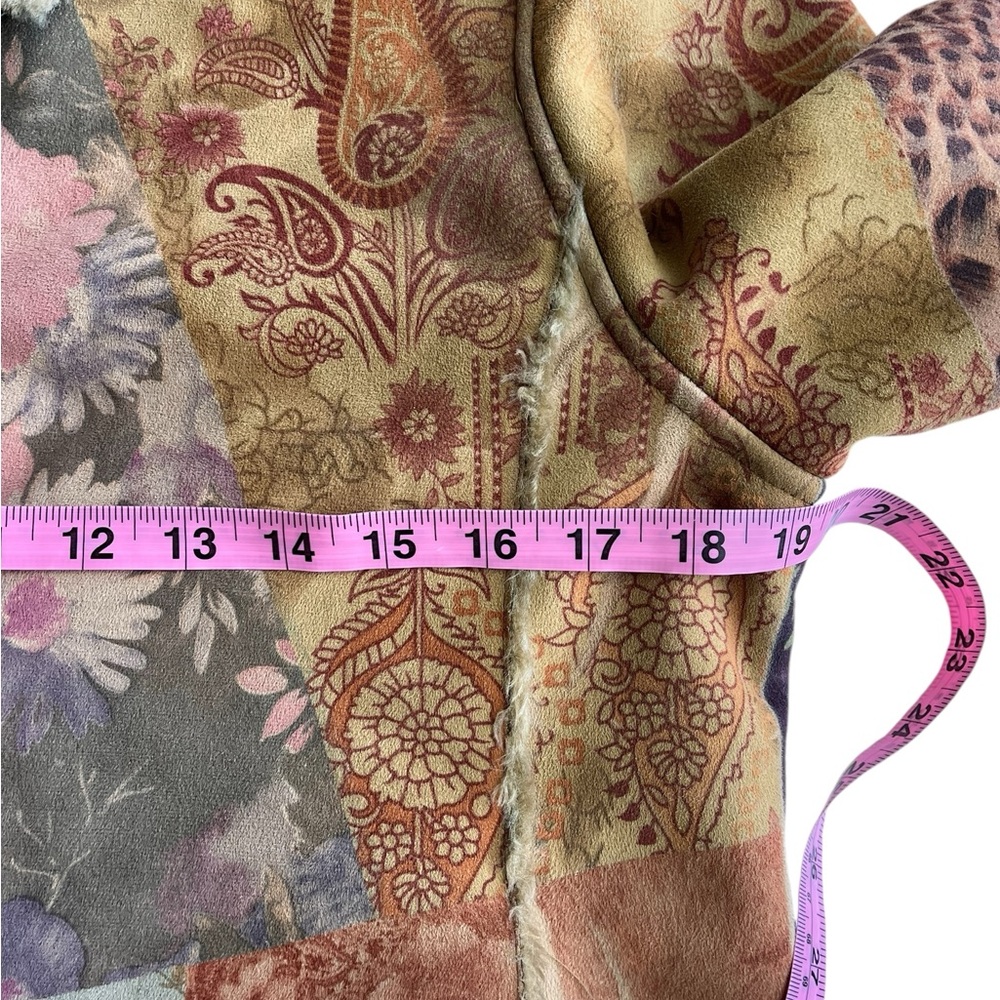 Faux Shearling Patchwork Mist Vintage Groovy Colo… - image 5